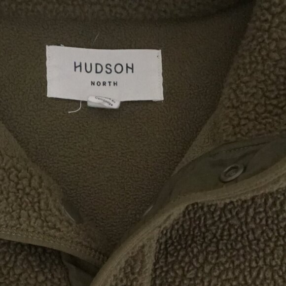 Hudson North Olive Green Button Collar Outdoors Fleece Pull Over Sweater Medium - Picture 9 of 9